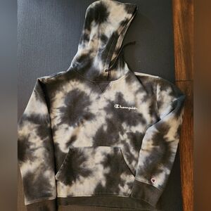 Champion Black and Gray Tie-Dye Hoodie